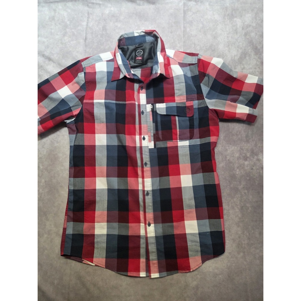 Wrangler All Terrain Gear X Shirt Medium Regular Fit Red Plaid Western Outdoor